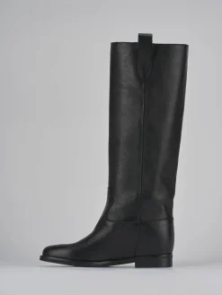 Clearance Stivale tacco 1 cm pelle Donna Stivali Tacco Basso