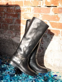 Hot Stivale tacco 2 cm pelle Donna Stivali Tacco Basso