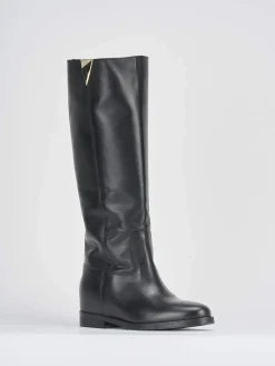 Clearance Stivale tacco 1 cm pelle Donna Stivali Tacco Basso