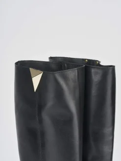 Clearance Stivale tacco 1 cm pelle Donna Stivali Tacco Basso