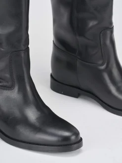 Clearance Stivale tacco 1 cm pelle Donna Stivali Tacco Basso