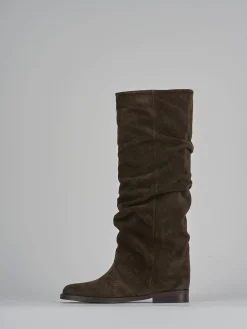 Clearance Stivale tacco 2 cm testa camoscio Donna Stivali Tacco Basso