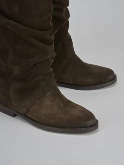 Clearance Stivale tacco 2 cm testa camoscio Donna Stivali Tacco Basso