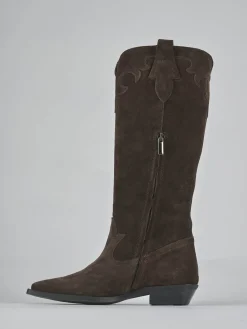 New Stivale tacco 3 cm testa camoscio Donna Stivali Tacco Basso