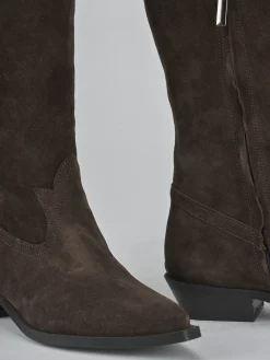 New Stivale tacco 3 cm testa camoscio Donna Stivali Tacco Basso