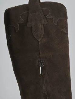 New Stivale tacco 3 cm testa camoscio Donna Stivali Tacco Basso