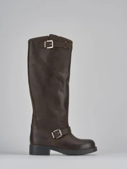 Hot Stivale tacco 2 cm testa pelle Donna Stivali Tacco Basso