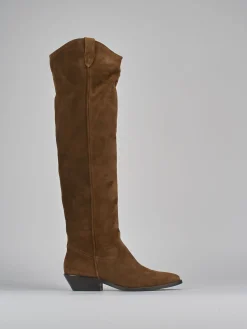 Clearance Stivale tacco 3 camoscio Donna Stivali Tacco Basso