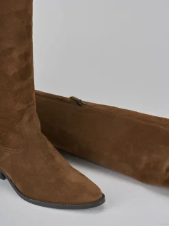 Clearance Stivale tacco 3 camoscio Donna Stivali Tacco Basso