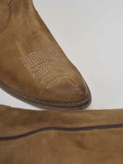 Clearance Stivale texano tacco 3 cm camoscio Donna Texani