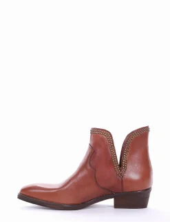 Hot stivale texano tacco 3 cm cuoio Donna Texani