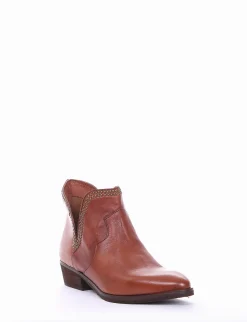 Hot stivale texano tacco 3 cm cuoio Donna Texani