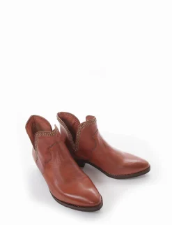 Hot stivale texano tacco 3 cm cuoio Donna Texani