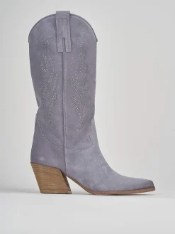 New Stivale texano tacco 7 cm camoscio Donna Texani