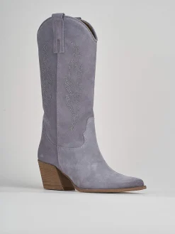 New Stivale texano tacco 7 cm camoscio Donna Texani