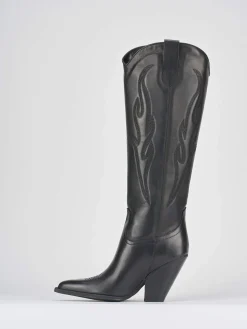 Outlet Stivale texano tacco 7 cm pelle Donna Texani