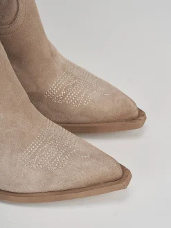 Clearance Stivale texano tacco 7 cm camoscio Donna Texani