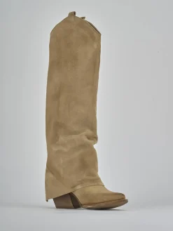 Online Stivale texano tacco 7 cm camoscio Donna Texani|Stivali Tacco Alto