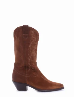 Stivale texano tacco 4cm cuoio Donna Texani