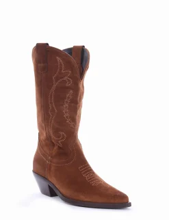 Stivale texano tacco 4cm cuoio Donna Texani