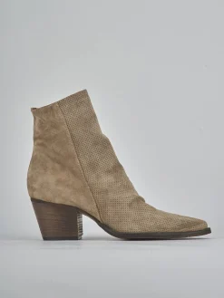 Stivaletti tacco 5cm camoscio Donna Stivaletti Tacco Alto