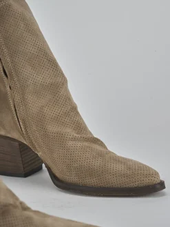 Stivaletti tacco 5cm camoscio Donna Stivaletti Tacco Alto