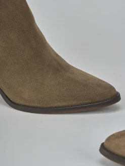 Sale Stivaletti tacco 7cm camoscio Donna Stivaletti Tacco Alto