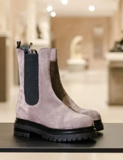 Stivaletti tacco 3cm camoscio Donna Stivaletti Tacco Basso