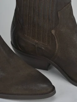 Online Stivaletti tacco 4cm camoscio testa Donna Stivaletti Tacco Basso