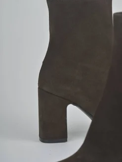 Outlet Stivaletti tacco 9cm camoscio testa Donna Stivaletti Tacco Alto