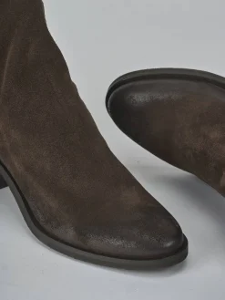 Outlet Stivaletti tacco 5cm camoscio testa Donna Stivaletti Tacco Alto