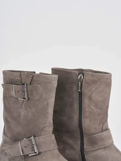 Online Stivaletti tacco 2cm camoscio Donna Stivaletti Tacco Basso