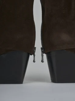 Hot Stivaletti tacco 8cm camoscio testa Donna Stivaletti Tacco Alto