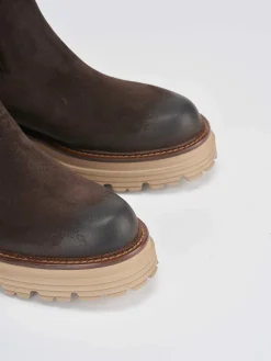 New Stivaletti tacco 2cm camoscio Donna Stivaletti Tacco Basso