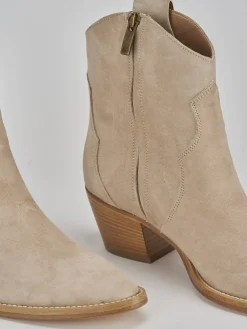 Stivaletti tacco 5cm camoscio Donna Stivaletti Tacco Alto