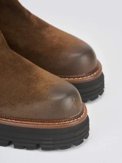 Hot Stivaletti tacco 2cm camoscio Donna Stivaletti Tacco Basso