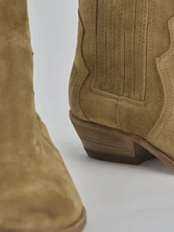 Stivaletti tacco 4cm camoscio Donna Stivaletti Tacco Basso