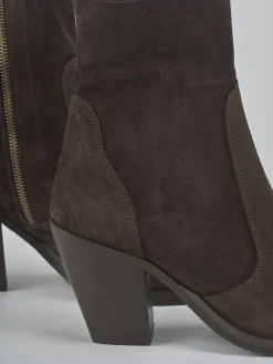 Discount Stivaletti tacco 6cm camoscio testa Donna Stivaletti Tacco Alto