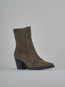 Stivaletti tacco 7cm camoscio Donna Stivaletti Tacco Alto