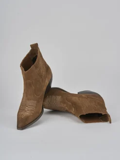 Outlet Stivaletti tacco 4cm camoscio testa Donna Stivaletti Tacco Basso