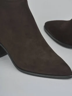 Outlet Stivaletti tacco 6cm camoscio testa Donna Stivaletti Tacco Alto