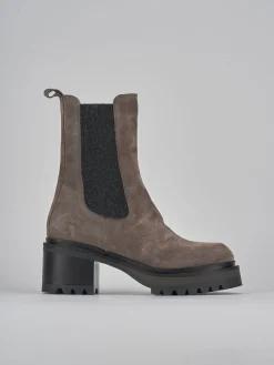 Stivaletti tacco 4cm camoscio Donna Stivaletti Tacco Basso