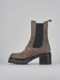 Stivaletti tacco 4cm camoscio Donna Stivaletti Tacco Basso