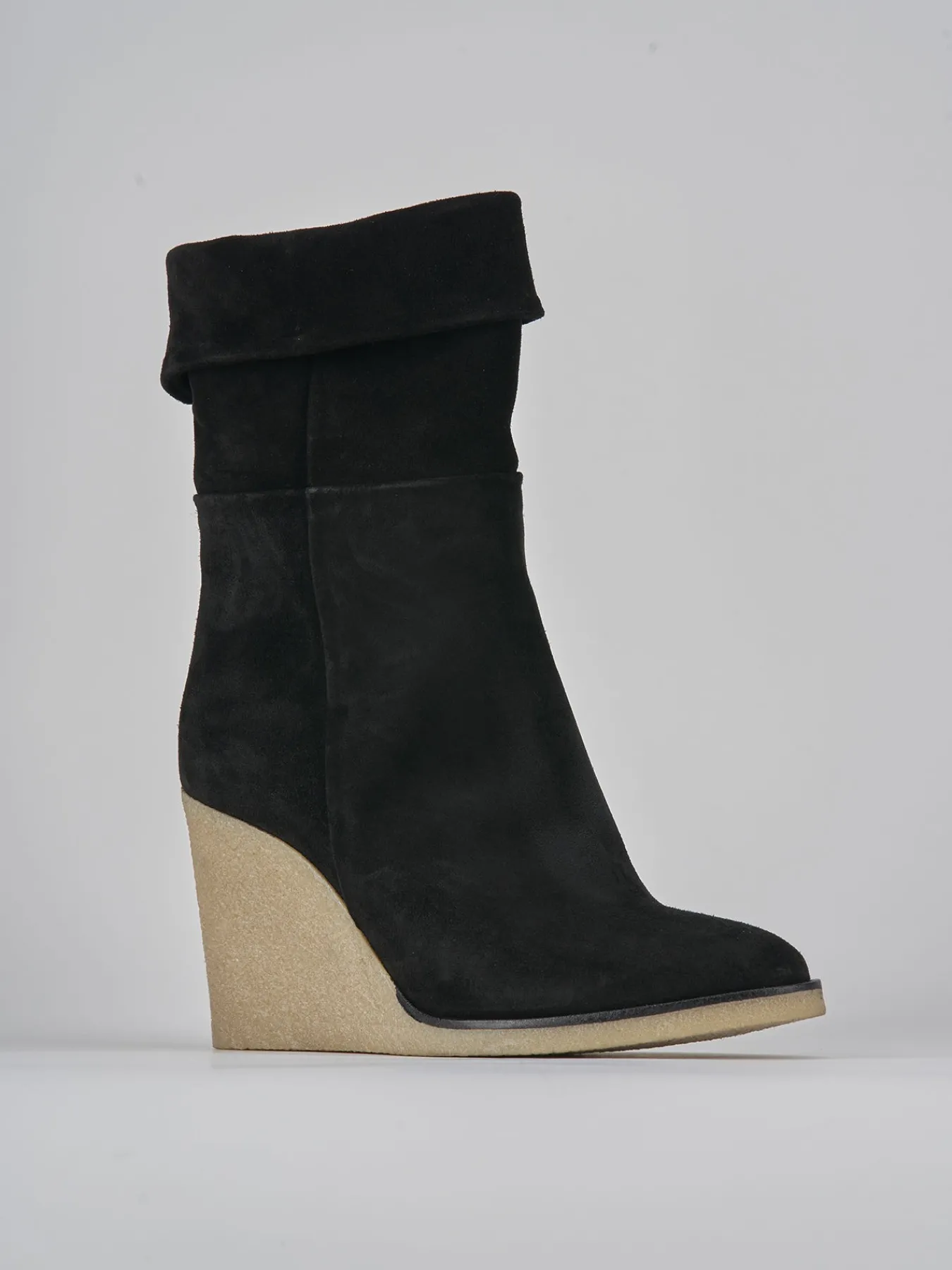 Sale Stivaletti tacco 8cm camoscio Donna Stivaletti Tacco Alto