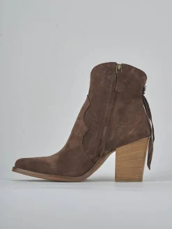 Discount Stivaletti tacco 7cm camoscio testa Donna Stivaletti Tacco Alto