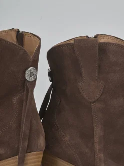 Discount Stivaletti tacco 7cm camoscio testa Donna Stivaletti Tacco Alto