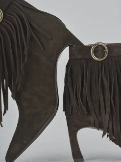 New Stivaletti tacco 7cm camoscio testa Donna Stivaletti Tacco Alto