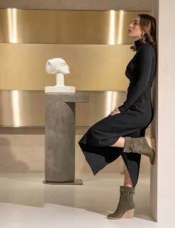 Hot Stivaletti tacco 8cm camoscio Donna Stivaletti Tacco Alto