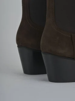 New Stivaletti tacco 7cm camoscio testa Donna Stivaletti Tacco Alto