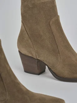 Stivaletti tacco 7cm camoscio Donna Stivaletti Tacco Alto